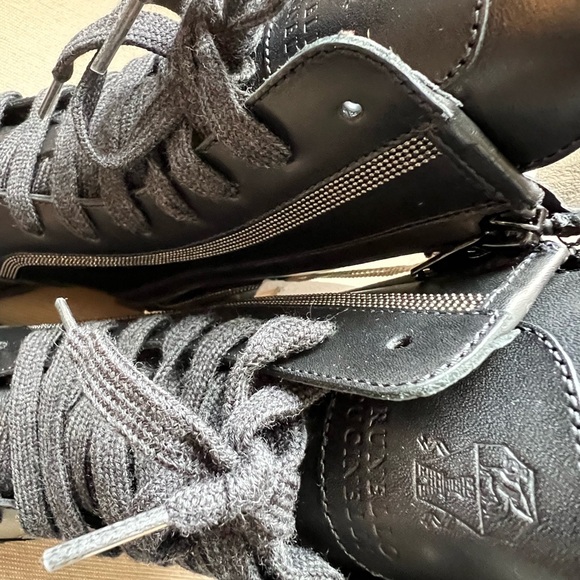 Brunello Cucinelli Black Leather Combat Boots with monili size 37.5 - Picture 6 of 10